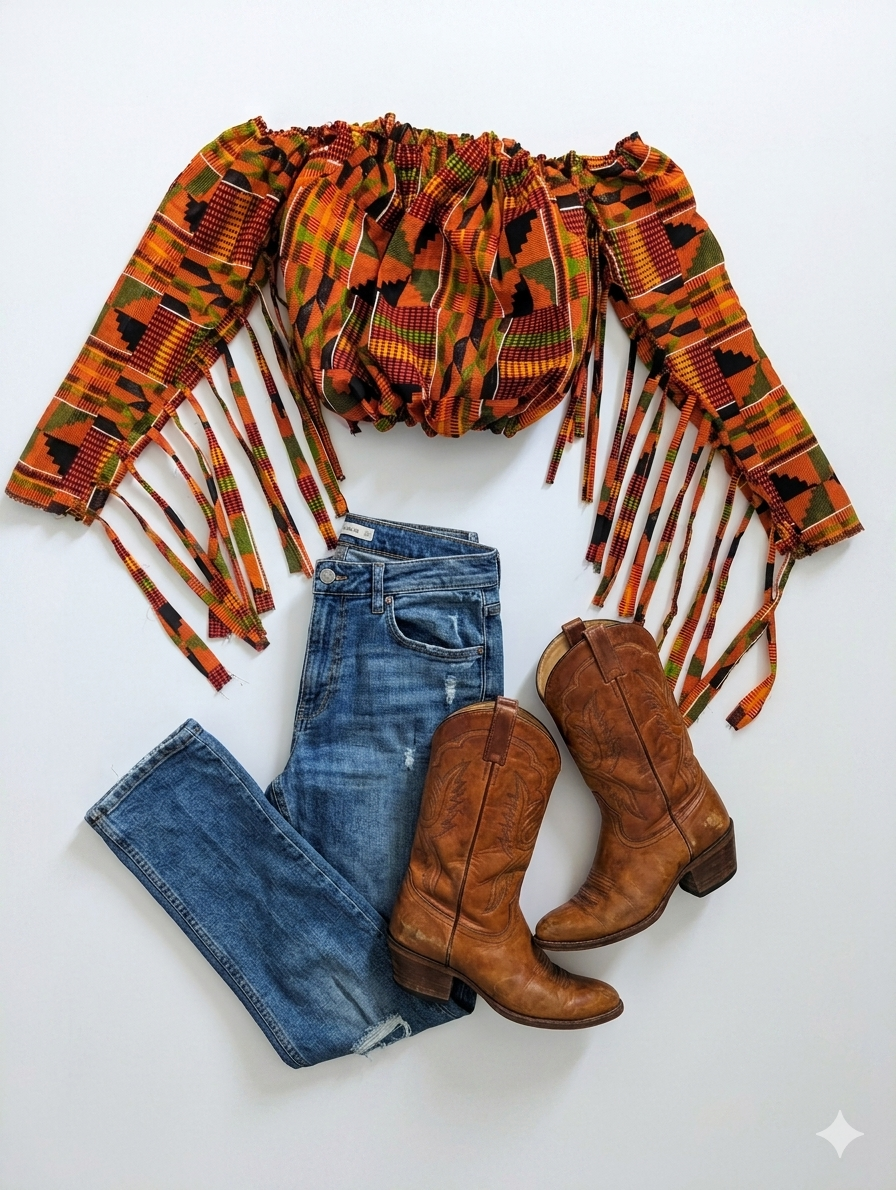 Vibrant Kente Fringe Crop Top (PRE-ORDER)