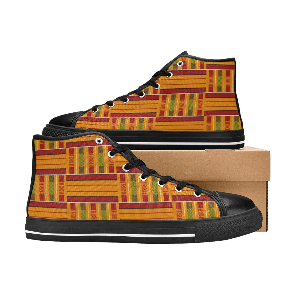 Kente Shoe Aquila High Top Canvas Women's Shoes (Model 017)