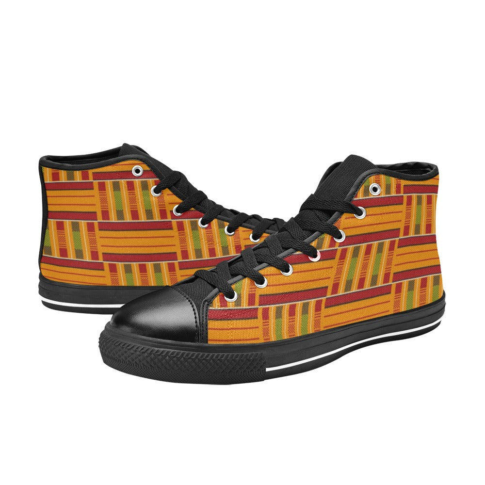 Kente Shoe Aquila High Top Canvas Women's Shoes (Model 017)