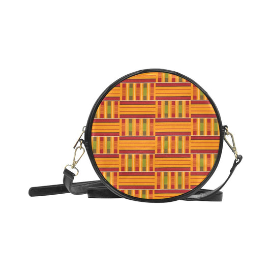 Kente Roll Bag Black Round Messenger Bag (Model 1647)