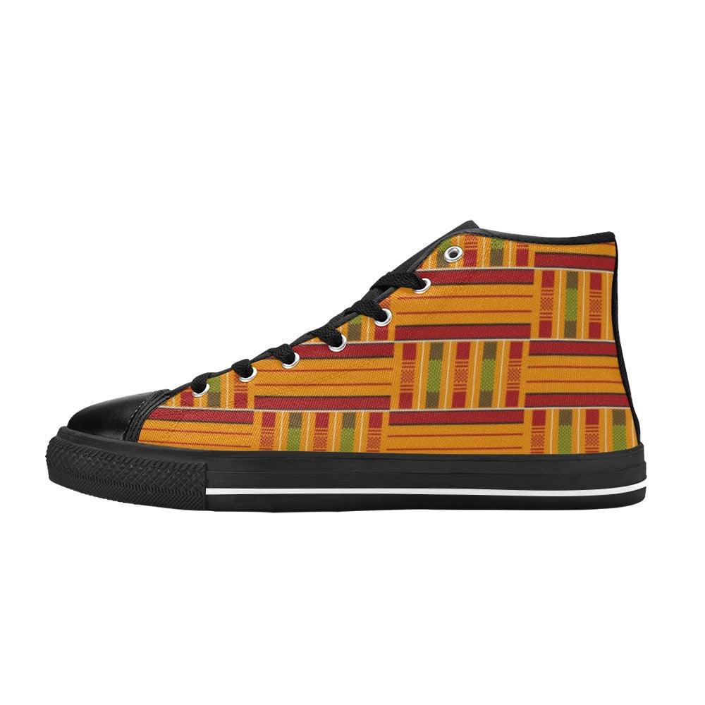 Kente Shoe Aquila High Top Canvas Women's Shoes (Model 017)