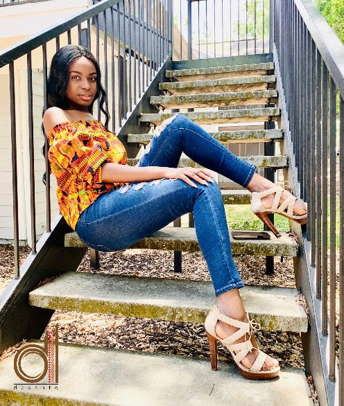 Kente Ruffle Top - Desante Fashions