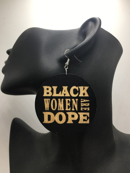 Black Woman Are Wooden Earrings - Desante Fashions